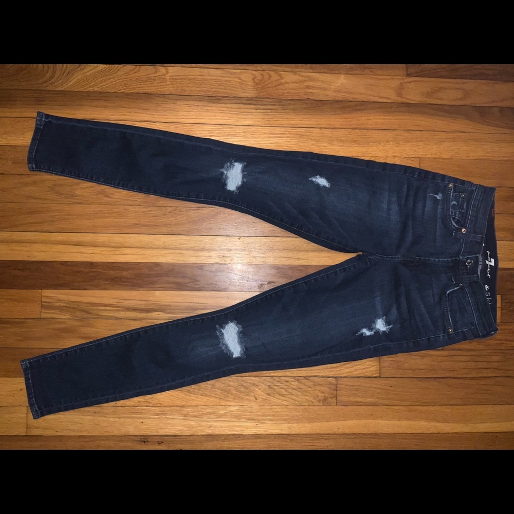7 for all mankind distressed skinny ankle jeans size 24.